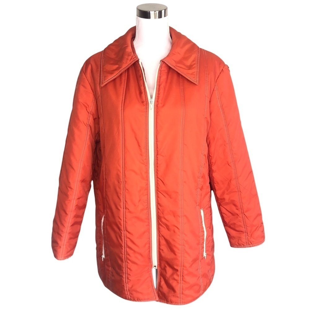VINTAGE 80s YR Young Rebels Orange Ski Winter Puffer Jacket Size Large